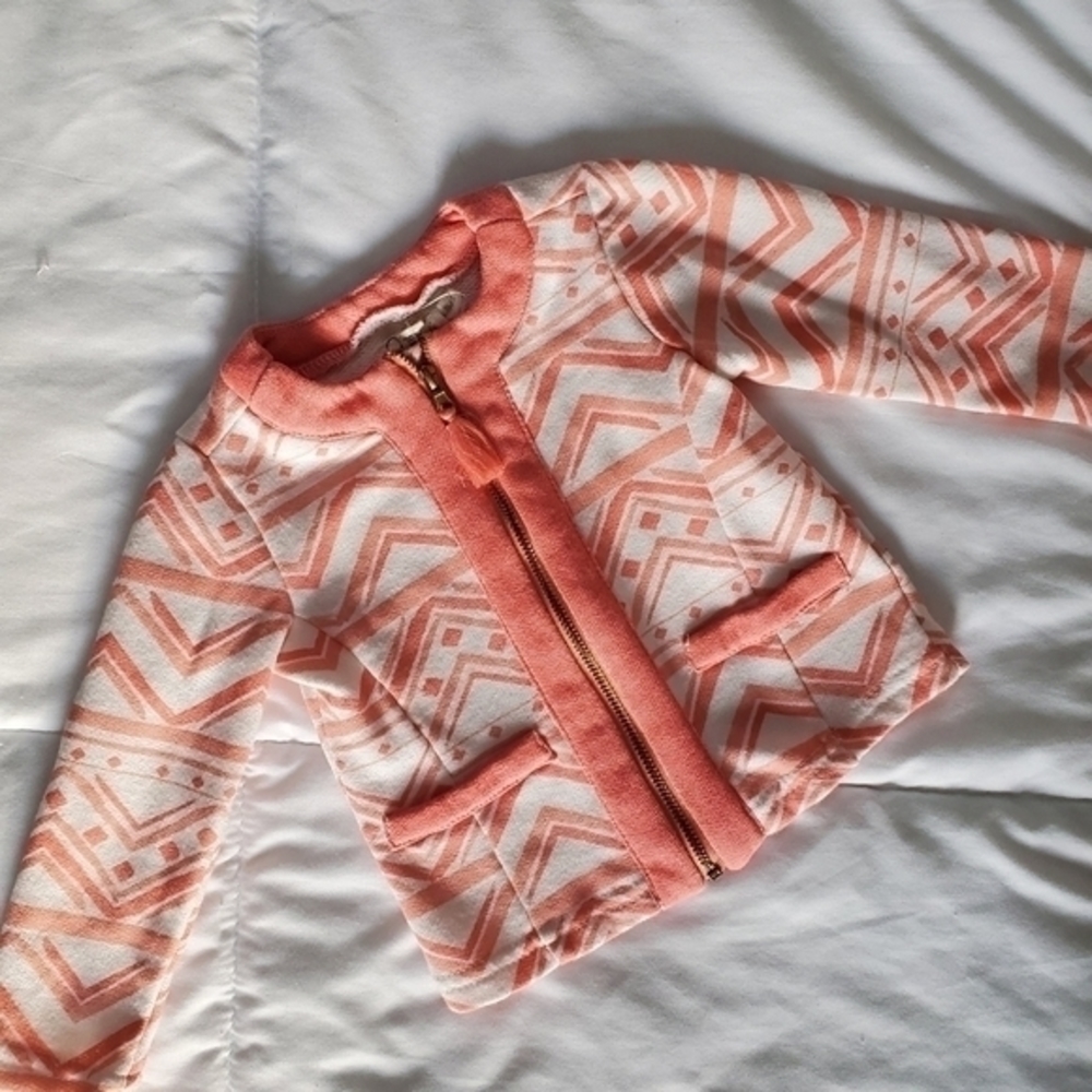 Baby Jessica Simpson jacket. Size 12 months. Bohemian. Zip. Pink and whi… - Picture 3 of 7